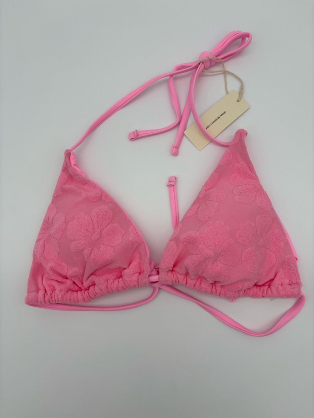 Women’s Pink Floral Textured Triangle Bikini - Seamolly NWT - Picture 3 of 6
